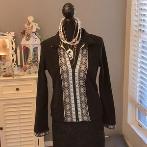 🎉2 for $15🎉Alpine Sky black fleece zipper jacket pockets, nice knit/stitching